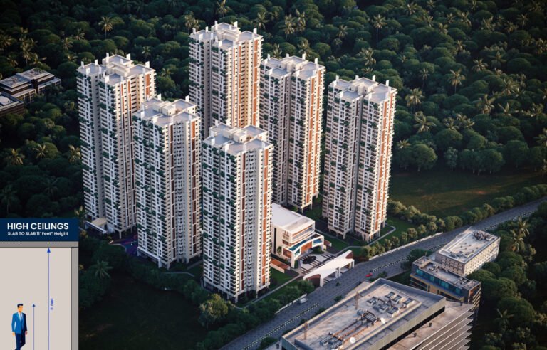 Spacious interiors at Gamya by Supadha featuring an impressive 11ft slab-to-slab ceiling height.