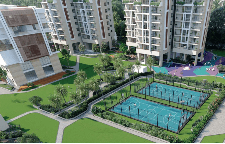 "60,000 sq. ft. podium-level recreational space at Gamya by Supadha"