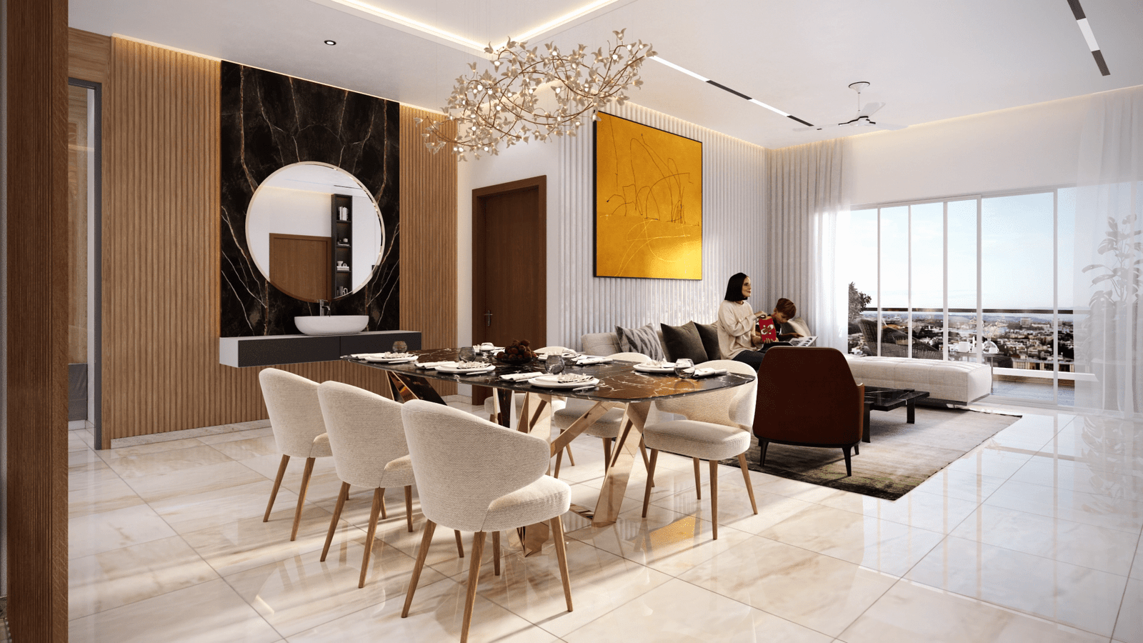 “Supadha Gamya luxury dining and living area”